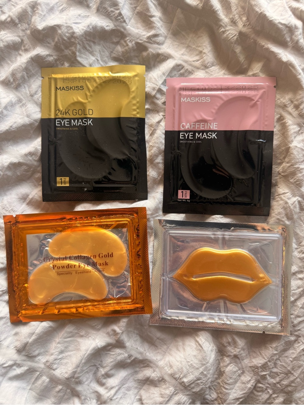 24K Gold & Caffeine Eye Mask Set - Gold and Pink